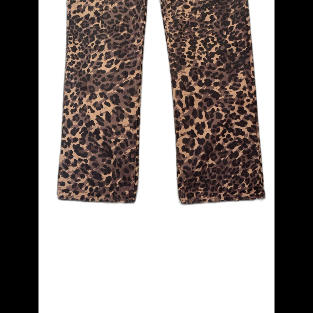 Abercrombie & Fitch Baggy Low Rise Leopard Print Jeans Straight Leg Size 26/2L - Picture 9 of 11